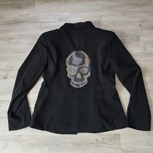 Claude Blazer Rhinestone Skull Black Size Medium Rebel Biker Gothic